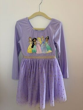Disney Princess Lilac Tulle Party Dress with Gold Glitter Waistband